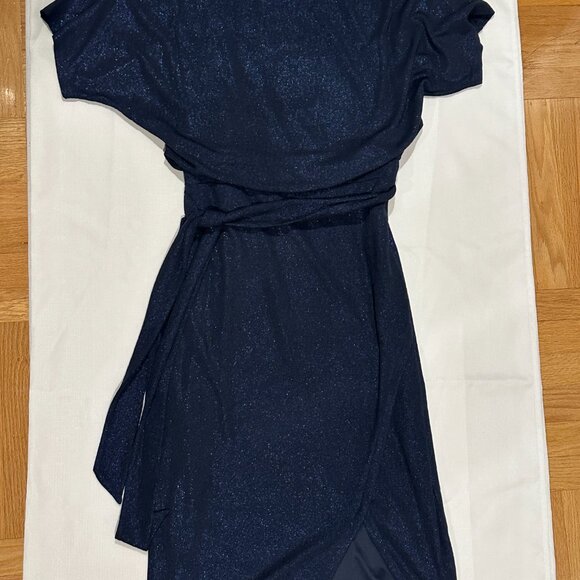 Kensie Navy Blue Shimmer Wrap Dress – Size Small - Picture 3 of 6